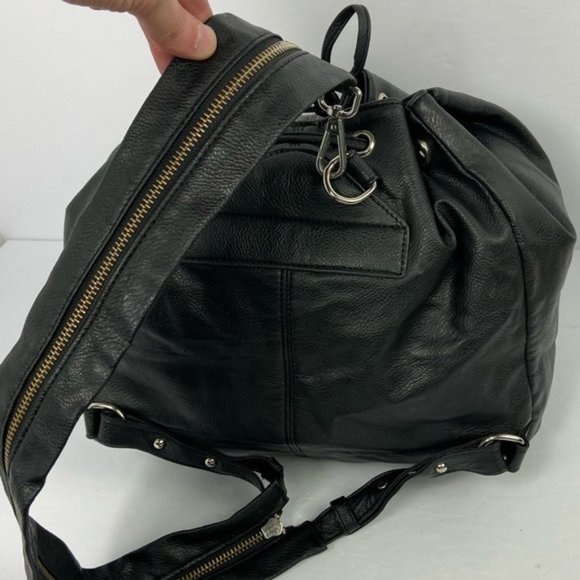 Brandy Melville Black Leather Backpack Drawstring - Picture 7 of 15